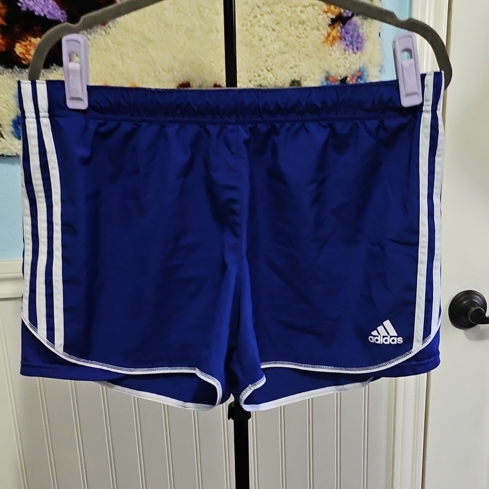 Adidas Blue Athletic Shorts with White Accents